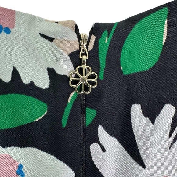Kate Spade Silk Twill Meadow Floral Sheath Mini Dress In Black Multicolor Size 4 - Picture 8 of 16